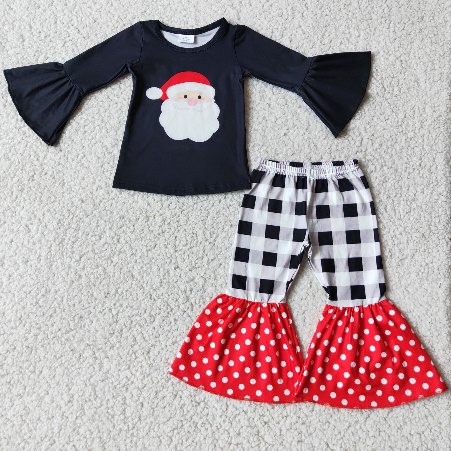 Fall Outfits Boutique Black Christmas Girls Set