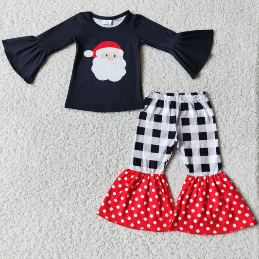 Fall Outfits Boutique Black Christmas Girls Set