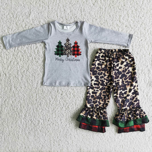 fall outfits Boutique christmas Leopard girls set