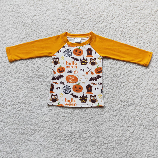 Halloween orange pumpkin boy shirt