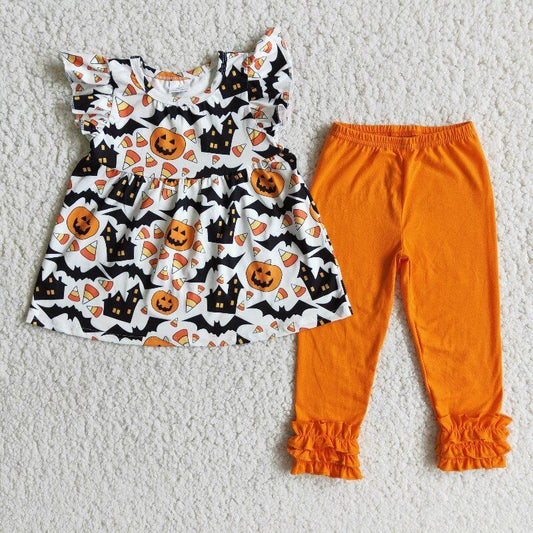 Halloween Orange with pants Boutique set E3-5