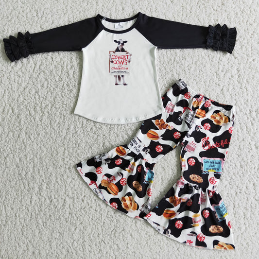 fall outfits Boutique cow girls set