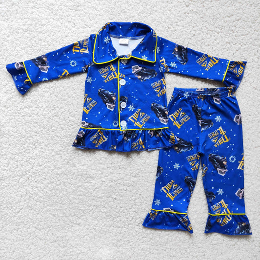 blue girls Boutique Pajamas