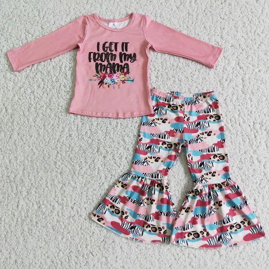 Boutique flower pink girls set
