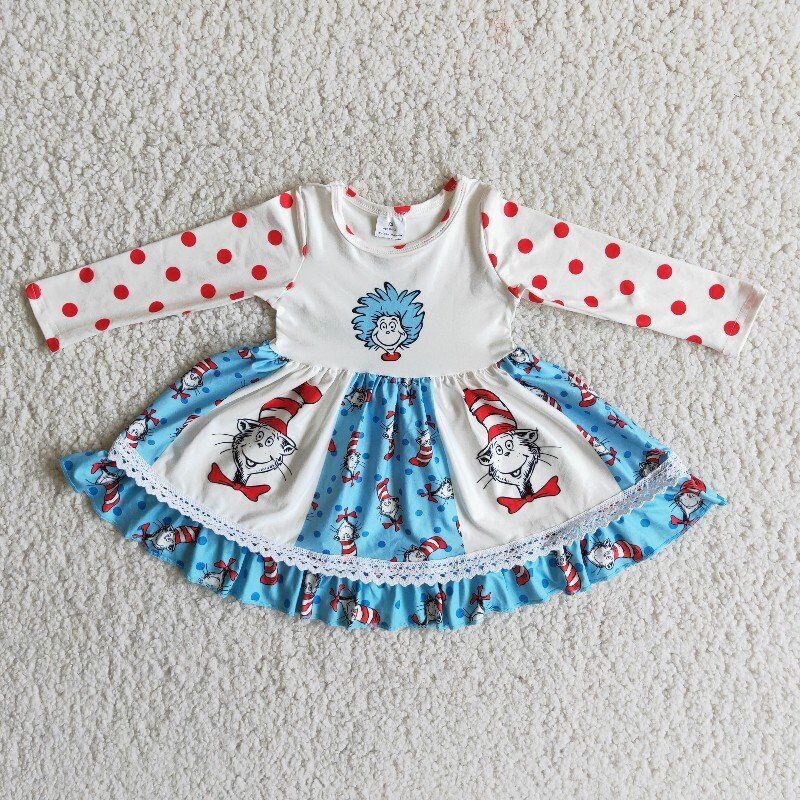 blue Cat Twirl Dress Boutique dress