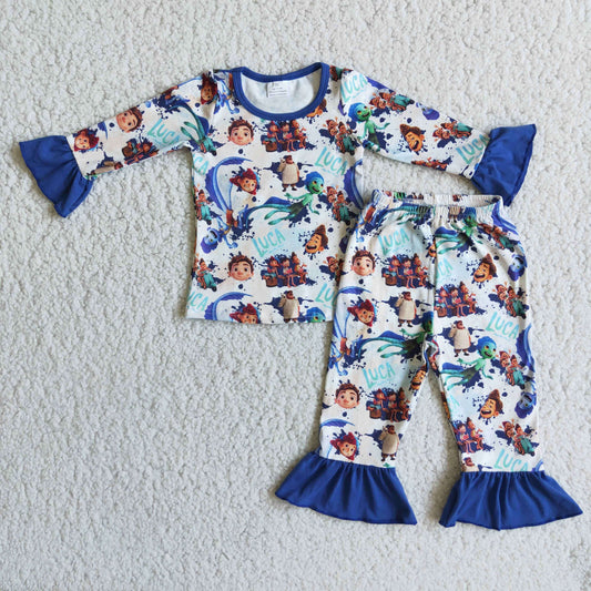 blue Cartoons girls pajamas