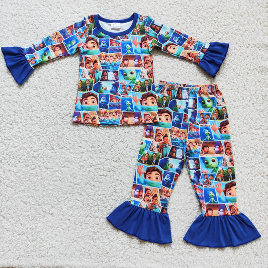 blue Cartoons bus boy pajamas