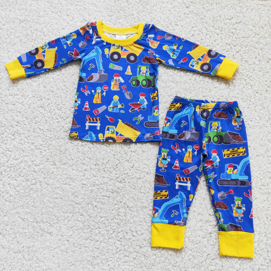 blue Cartoons bus boy pajamas