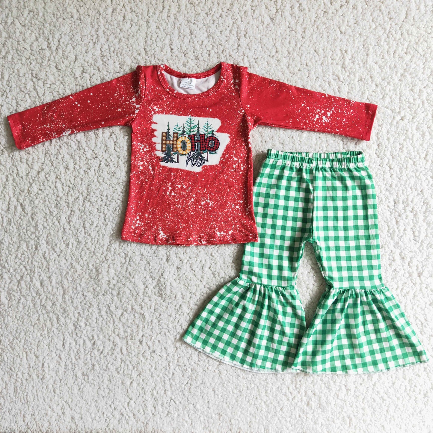 red green plaid long sleeve set