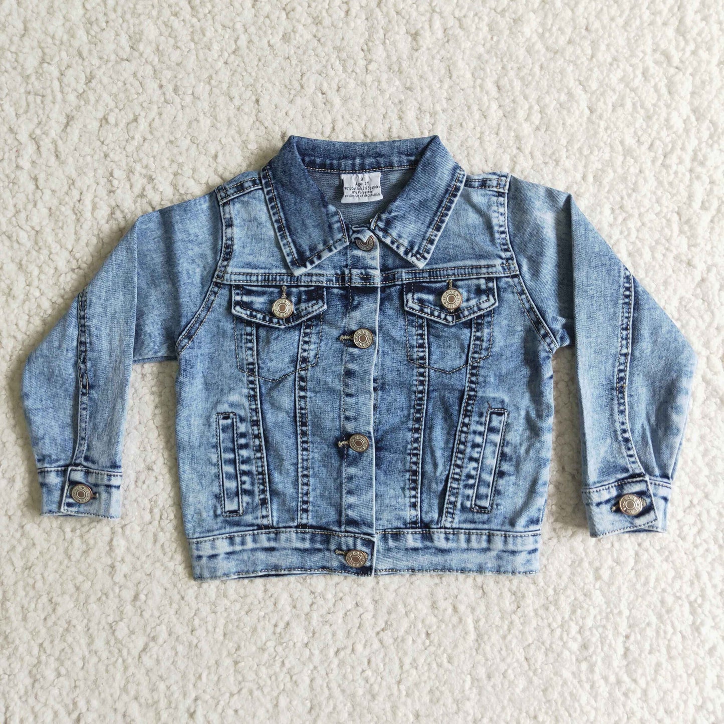 girl blue denim jackjet long sleeve coat
