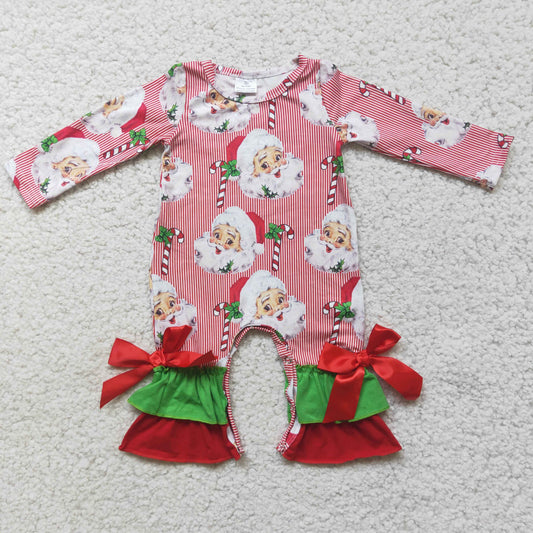 Boutique Pink santa girls romper