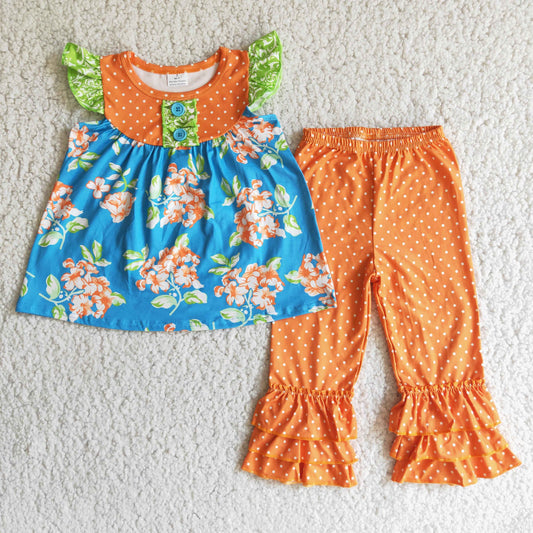 Orange flowers Boutique girl outfits