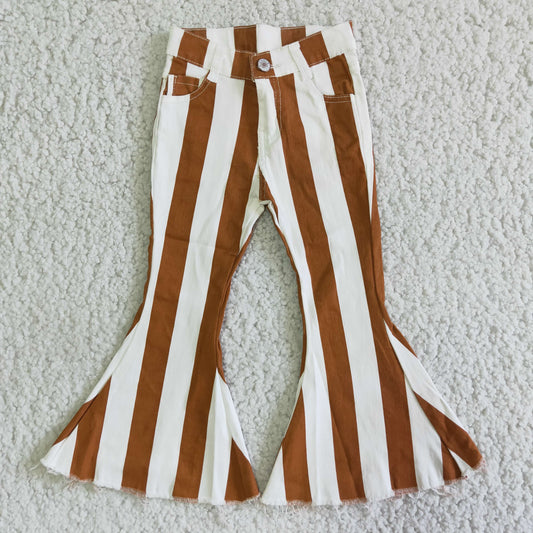 Brown stripes jeans Flare Pants