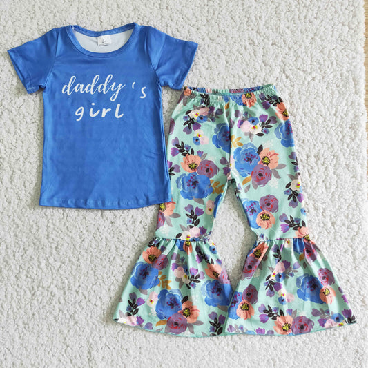 blue flowers Boutique girl outfits