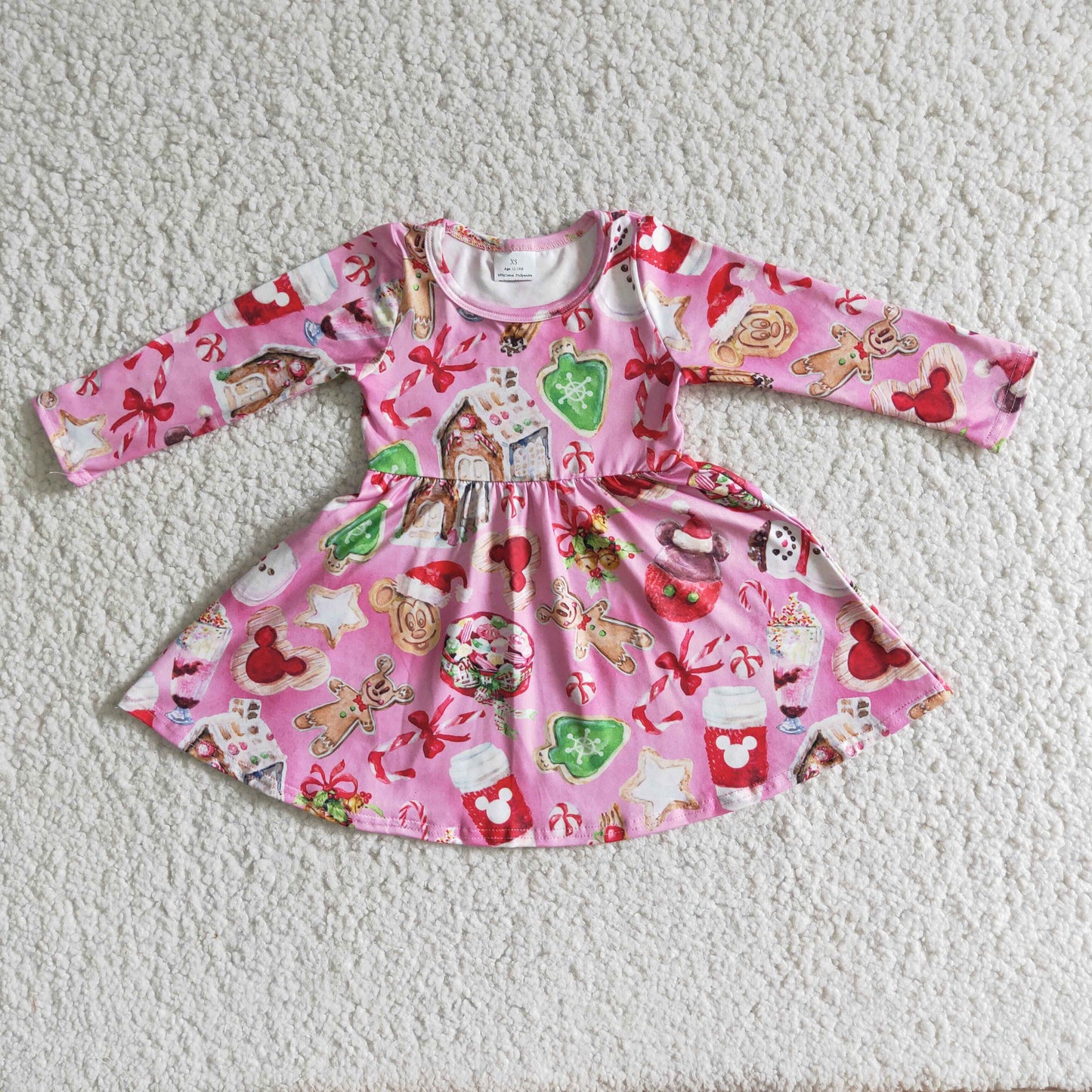 big skirt Santa pink christmas dress