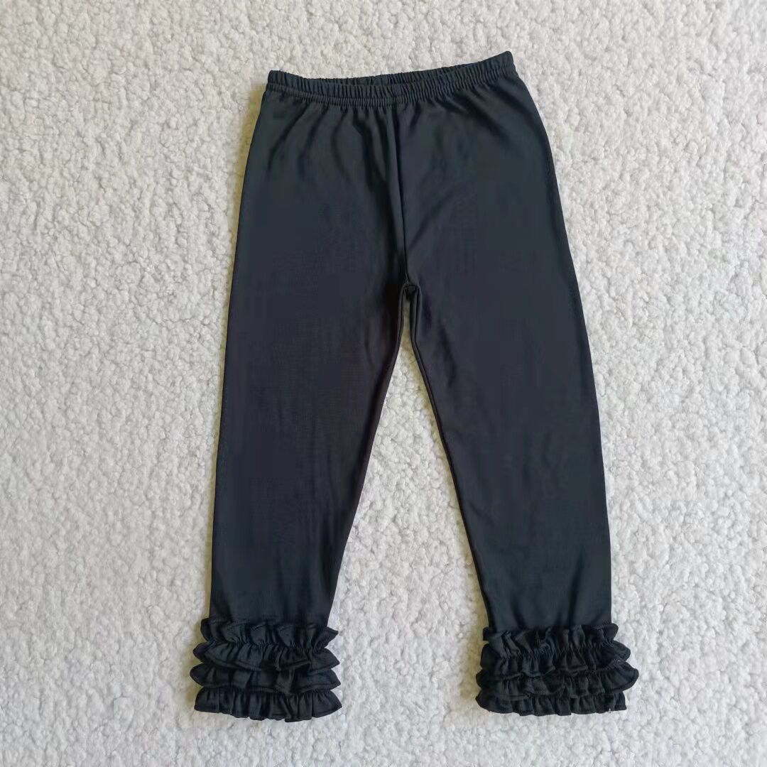 Girls' solid black cotton pants