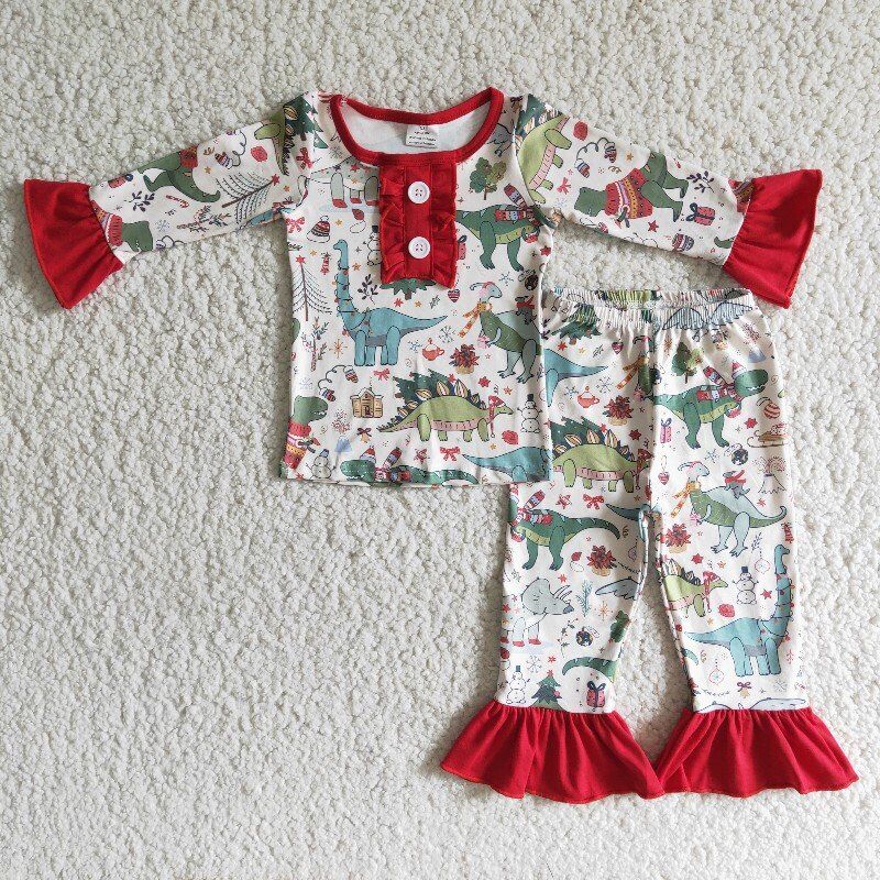 fall outfits girls dinosaur pajamas