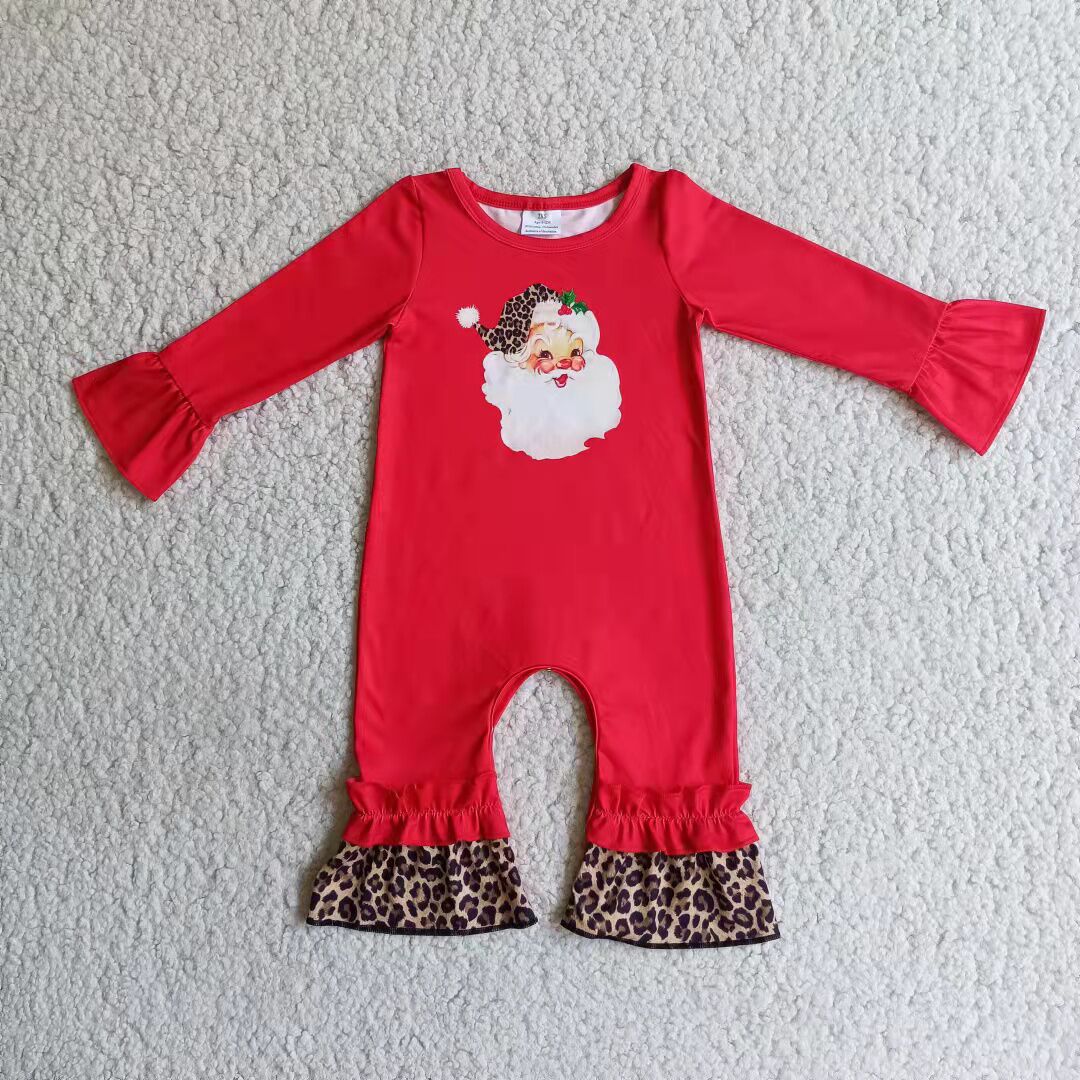 Santa Claus red girls romper