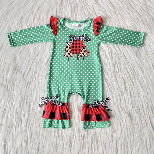 Christmas green tree girls romper