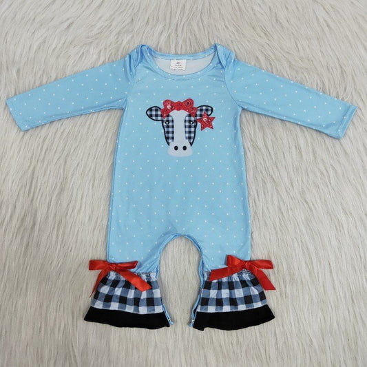 blue cow girls romper