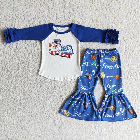 Christmas Blue snowman suit girl outfits