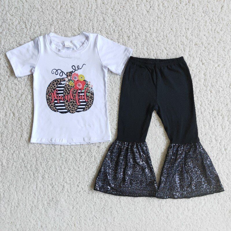 pumpkin Sequins bell girl outfits