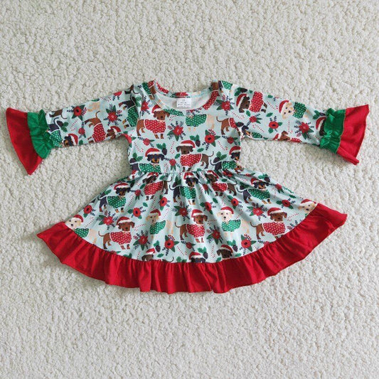 big skirt Christmas hat and dog dress