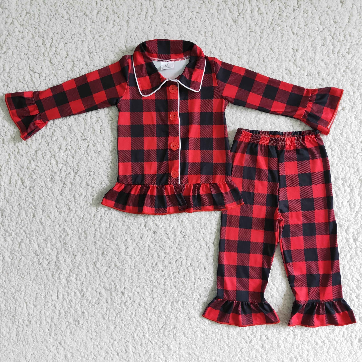 Christmas red plaid girl pajamas Boutique Pajamas