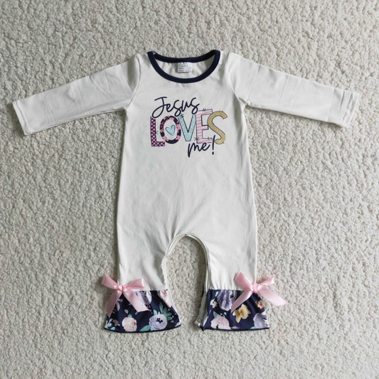 flowers LOVE girls romper