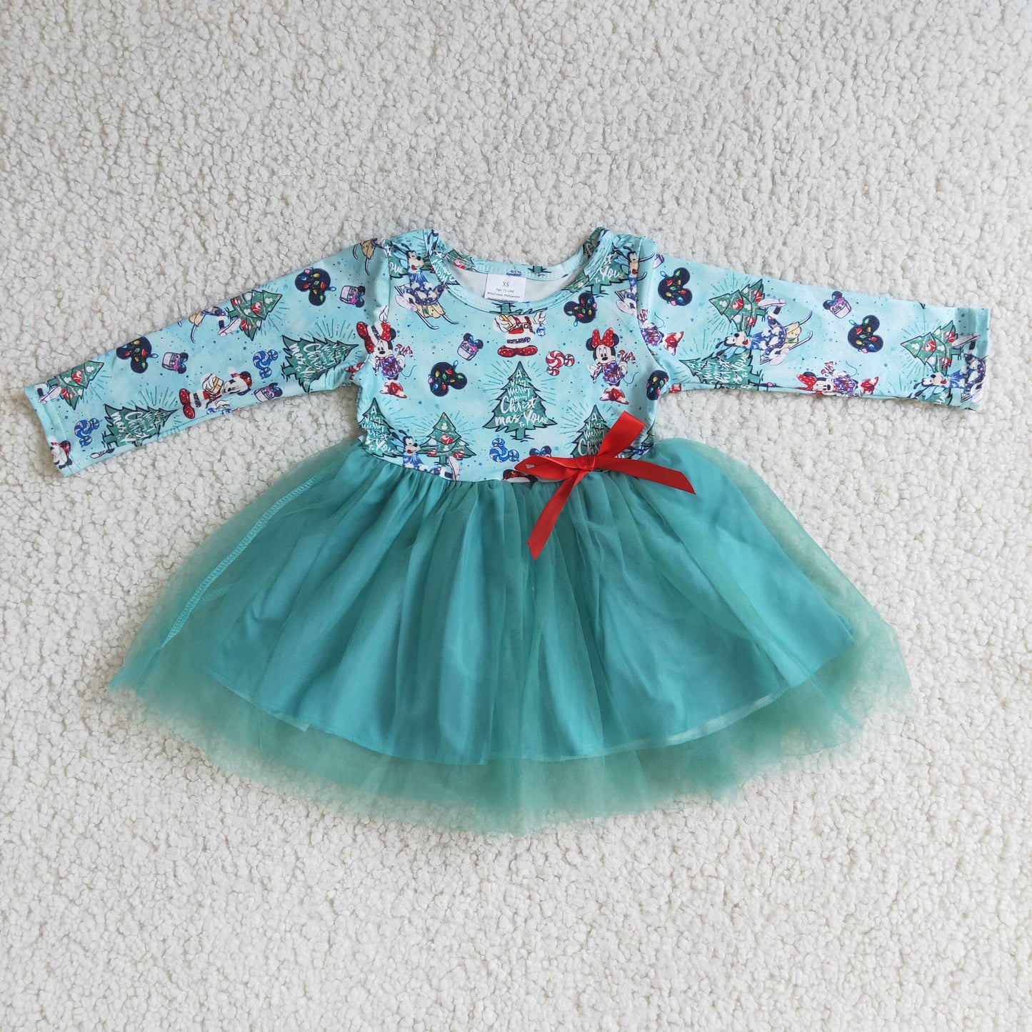 Christmas green cartoon girl skirt