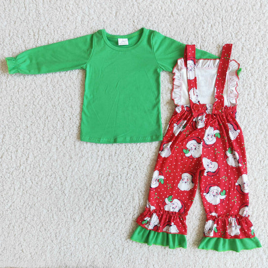 Christmas Red Green Suspender overall Set