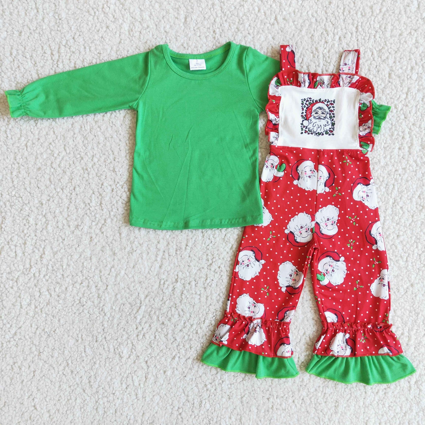 Christmas Red Green Suspender overall Set