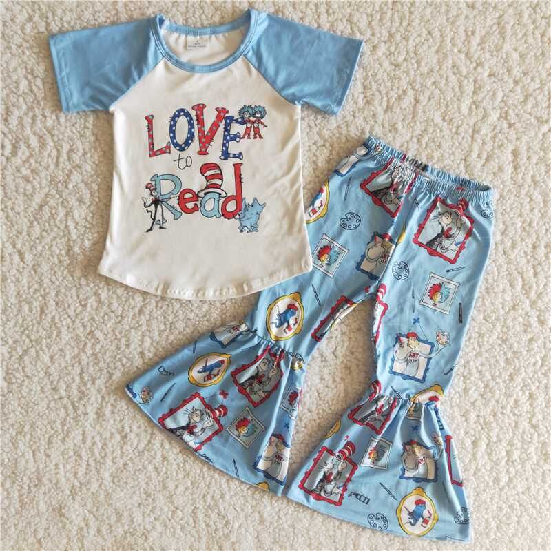 love read Girl Ruffle Set