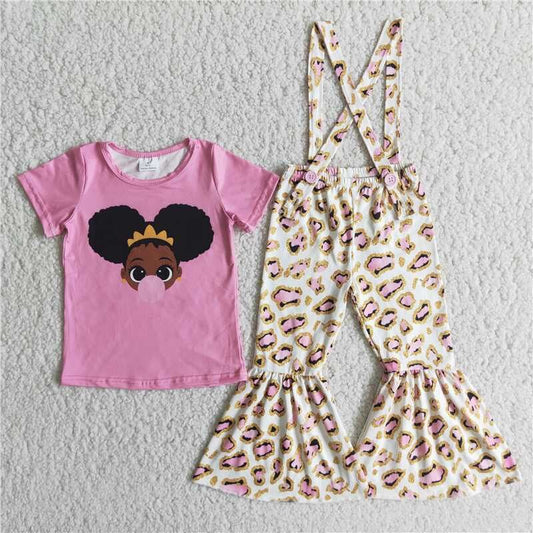 girls Leopard overall outfits
