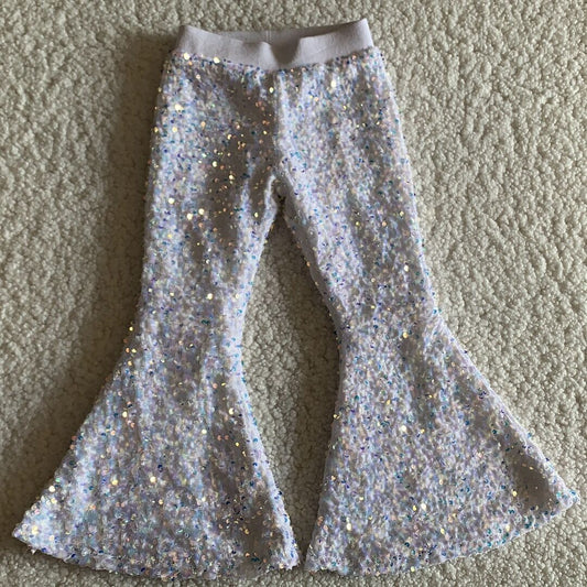 Sequined White bell pants