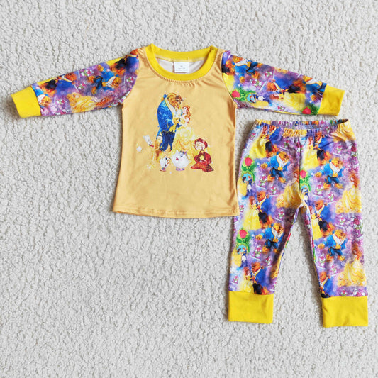 princess Cartoon yellow Pajamas