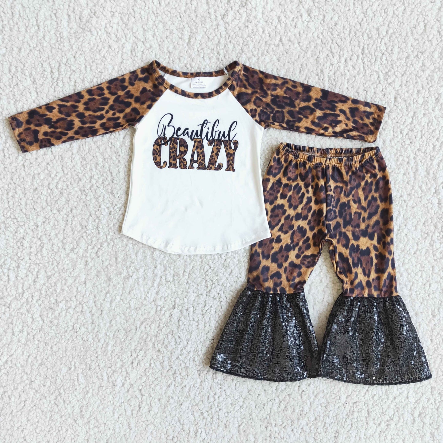 CRAZY Leopard Sequins bell girl outfits