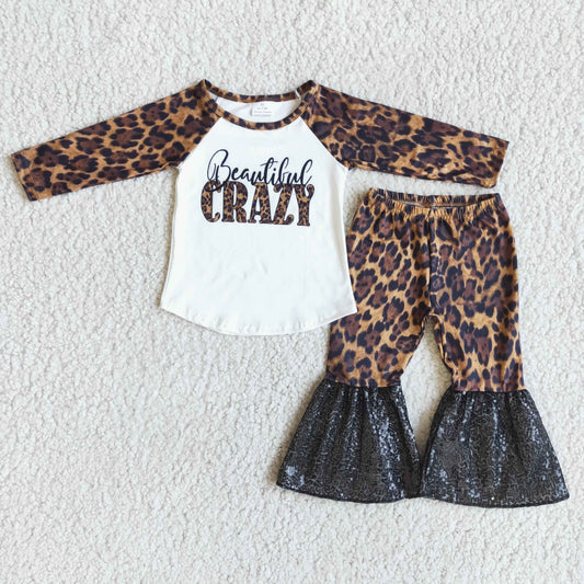 CRAZY Leopard Sequins bell girl outfits