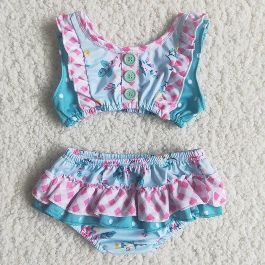 flowers 2pc girls summer Swimsuit