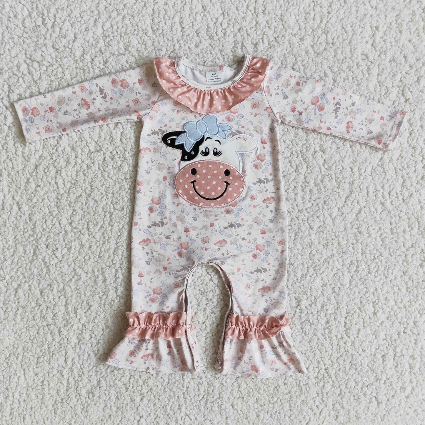flowers cow girls romper