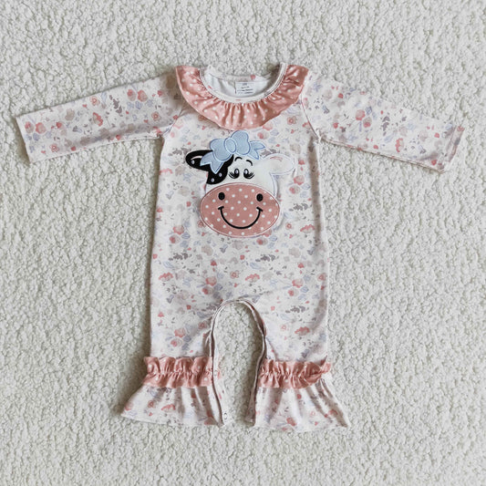 flowers cow girls romper