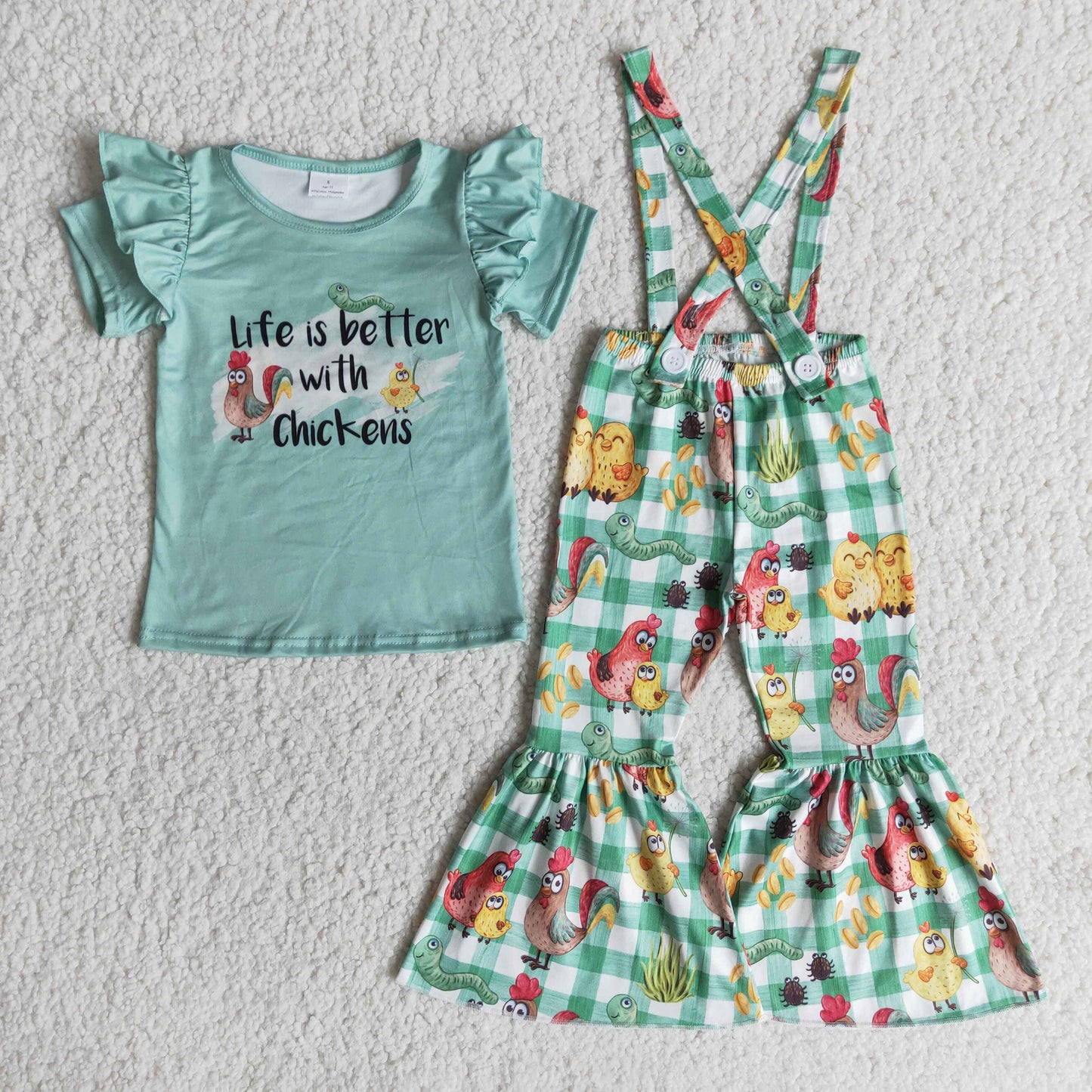Life is better with chicken green overall outfits