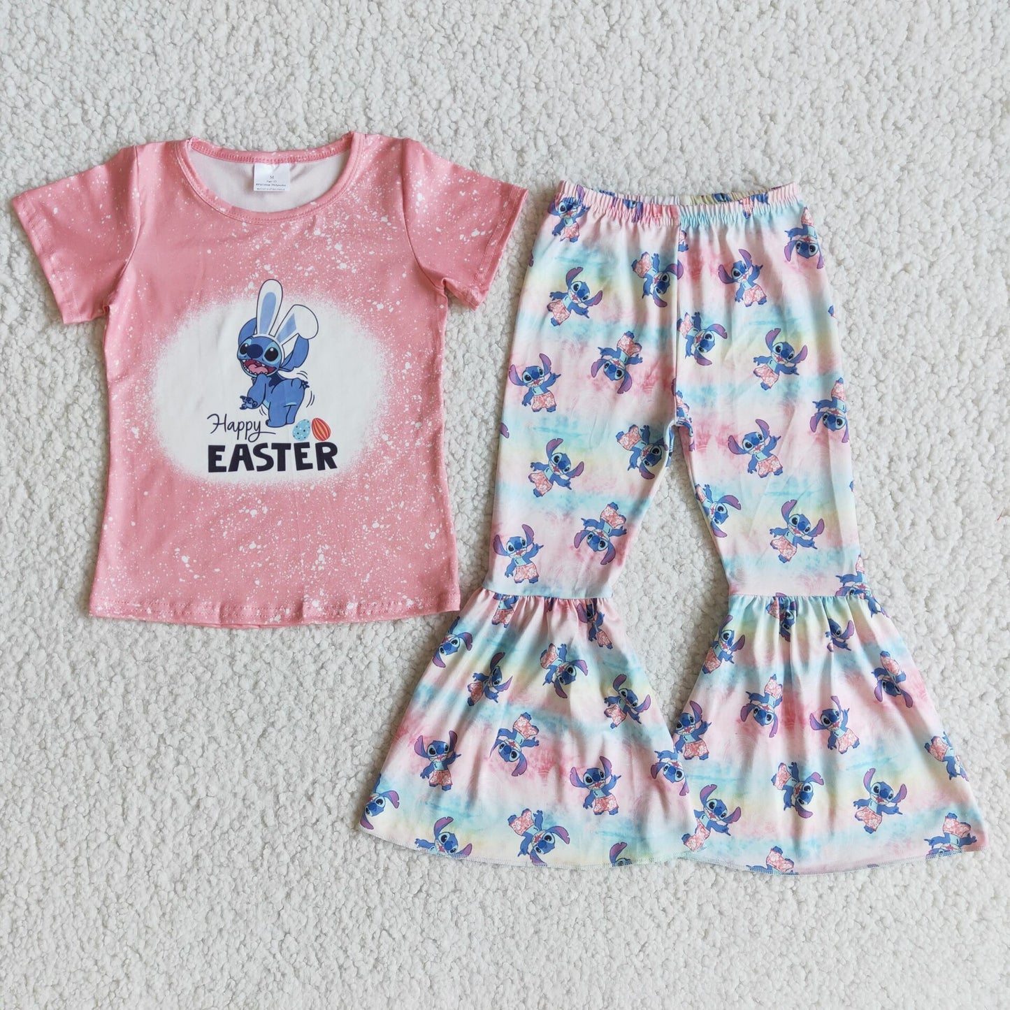 Easter Pink Cartoon Bell bottom Pants Outfit