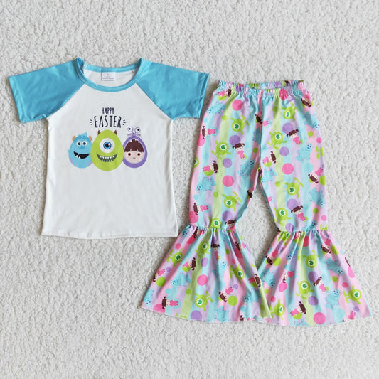 Easter Cartoon Bell bottom Pants Outfit