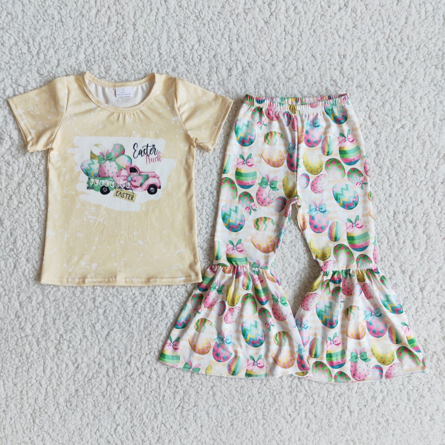 Easter Yellow car Bell bottom Pants Outfit
