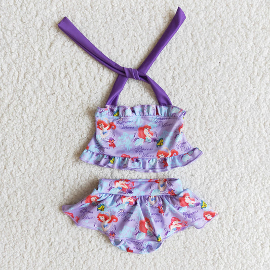 Purple Mermaid 2pc girls summer Swimsuit