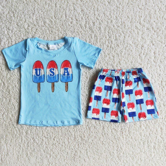 July 4 Blue ice cream boy suit