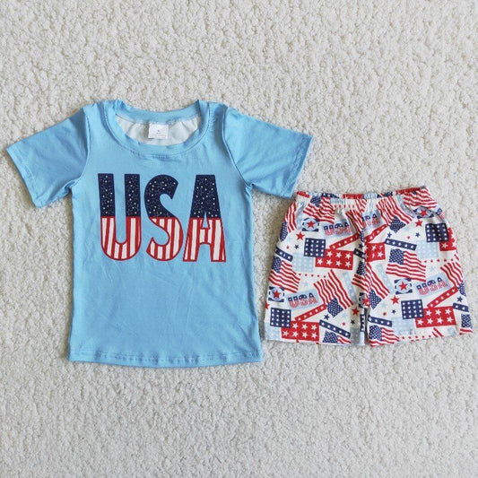 July 4 Blue usa boy suit