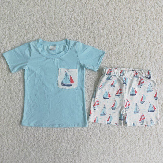 Blue sailboat boy suit