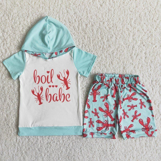Boy set lobster blue short sleeve